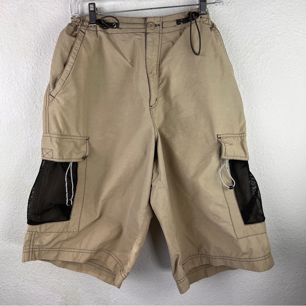UTILITY Khaki Cargo Shorts w/2 adj net cargo pockets front & 2 Velcro flap